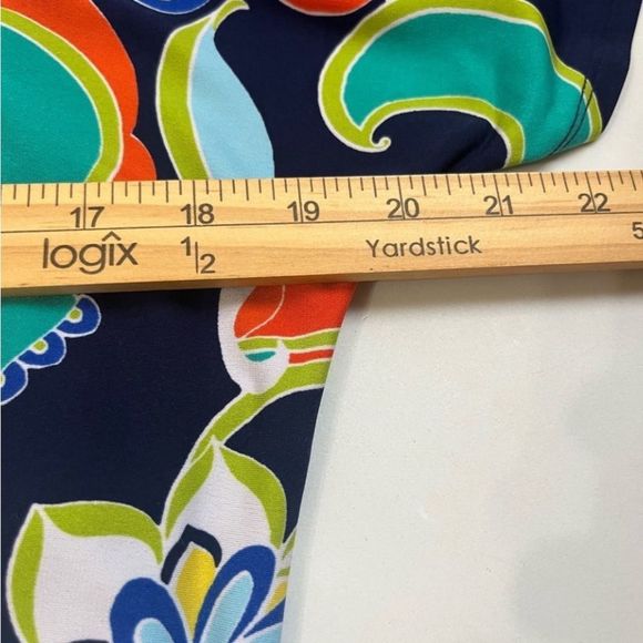 Ronni Nicole Women's Abstract Paisley Cold Shoulder Dress Blue Orange Size 12 - Picture 12 of 16